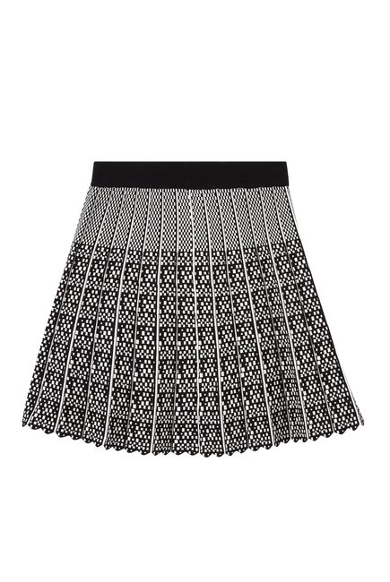 Pleated Skirt in Micro-patterned Jacquard Knit